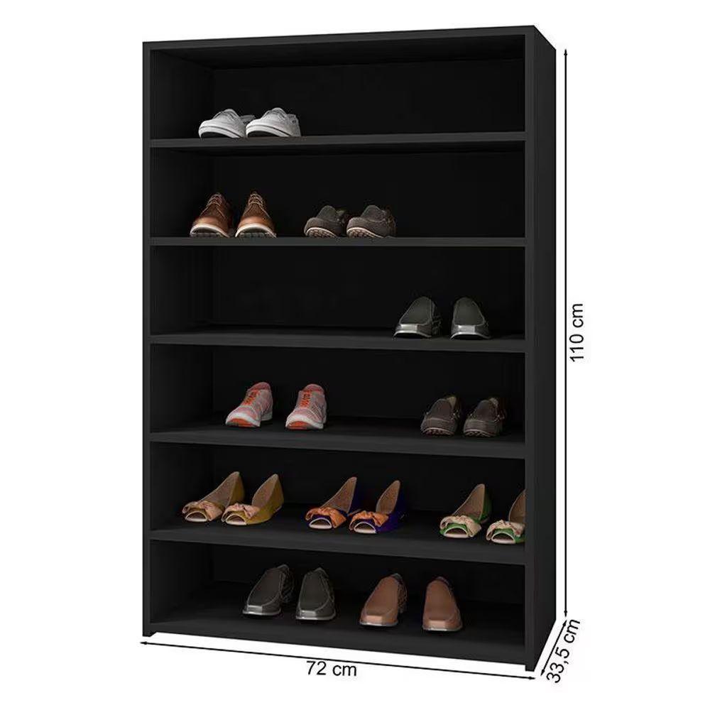 Sapateira Para Quarto 5 Prateleiras Lais Ajl Móveis Preto - 3