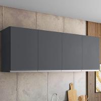 Armario Aéreo Geladeira 160cm Andréia 2 Portas Ajl Móveis Cinza - 2