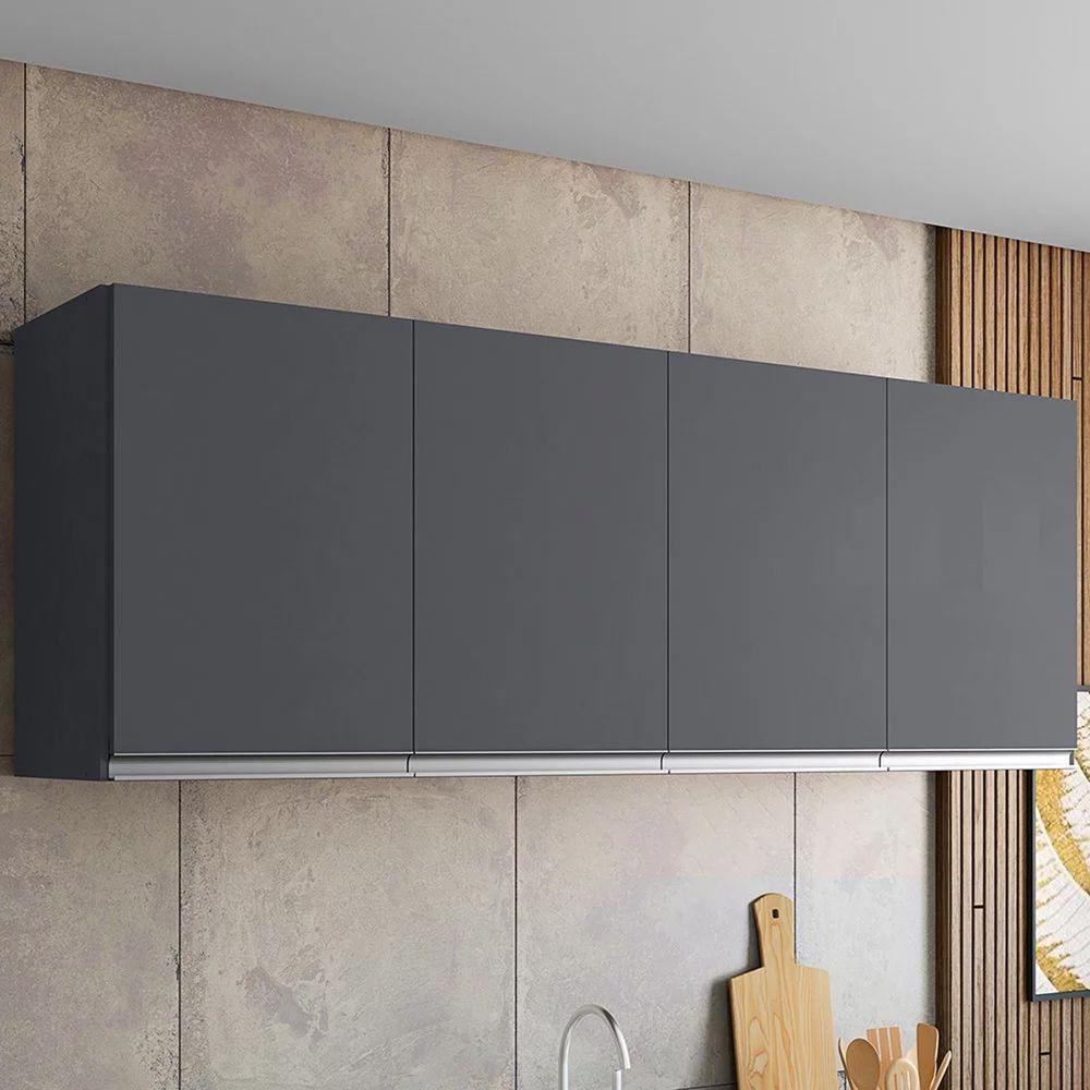 Armario Aéreo Geladeira 150cm Andréia 2 Portas Ajl Móveis Cinza - 2