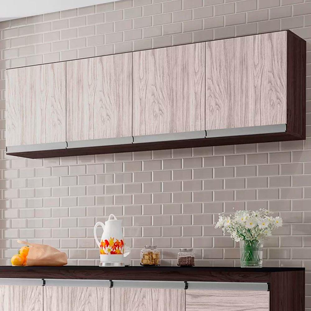 Armario Aéreo Geladeira 150cm Andréia 2 Portas Ajl Móveis Castanho Avelã - 2