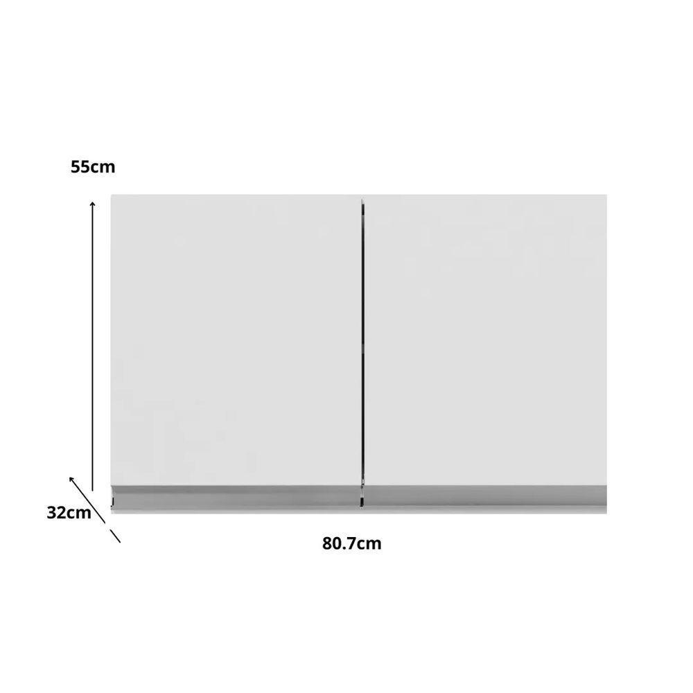 Armario Aéreo Geladeira 80cm Andréia 2 Portas Ajl Móveis Branco - 4