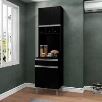 Paneleiro Duplo Cozinha 4 Portas Andréia Ajl Móveis Preto - 3