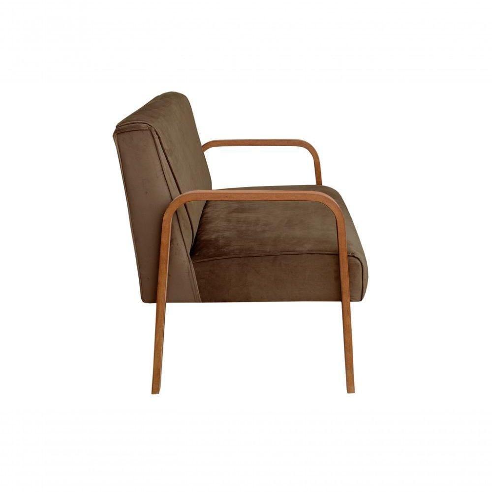 Poltrona Namoradeira Anita Decorativa Braço Madeira Moderna Veludo Marrom 260 - 2