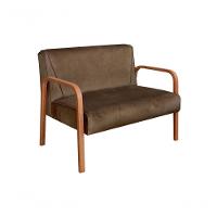 Poltrona Namoradeira Anita Decorativa Braço Madeira Moderna Veludo Marrom 260 - 1