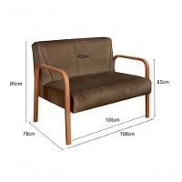 Poltrona Namoradeira Anita Decorativa Braço Madeira Moderna Veludo Marrom 260