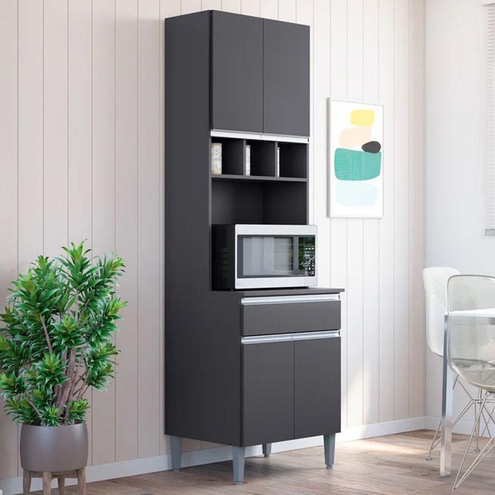 Paneleiro Duplo Cozinha 4 Portas Andréia Ajl Móveis Cinza - 3