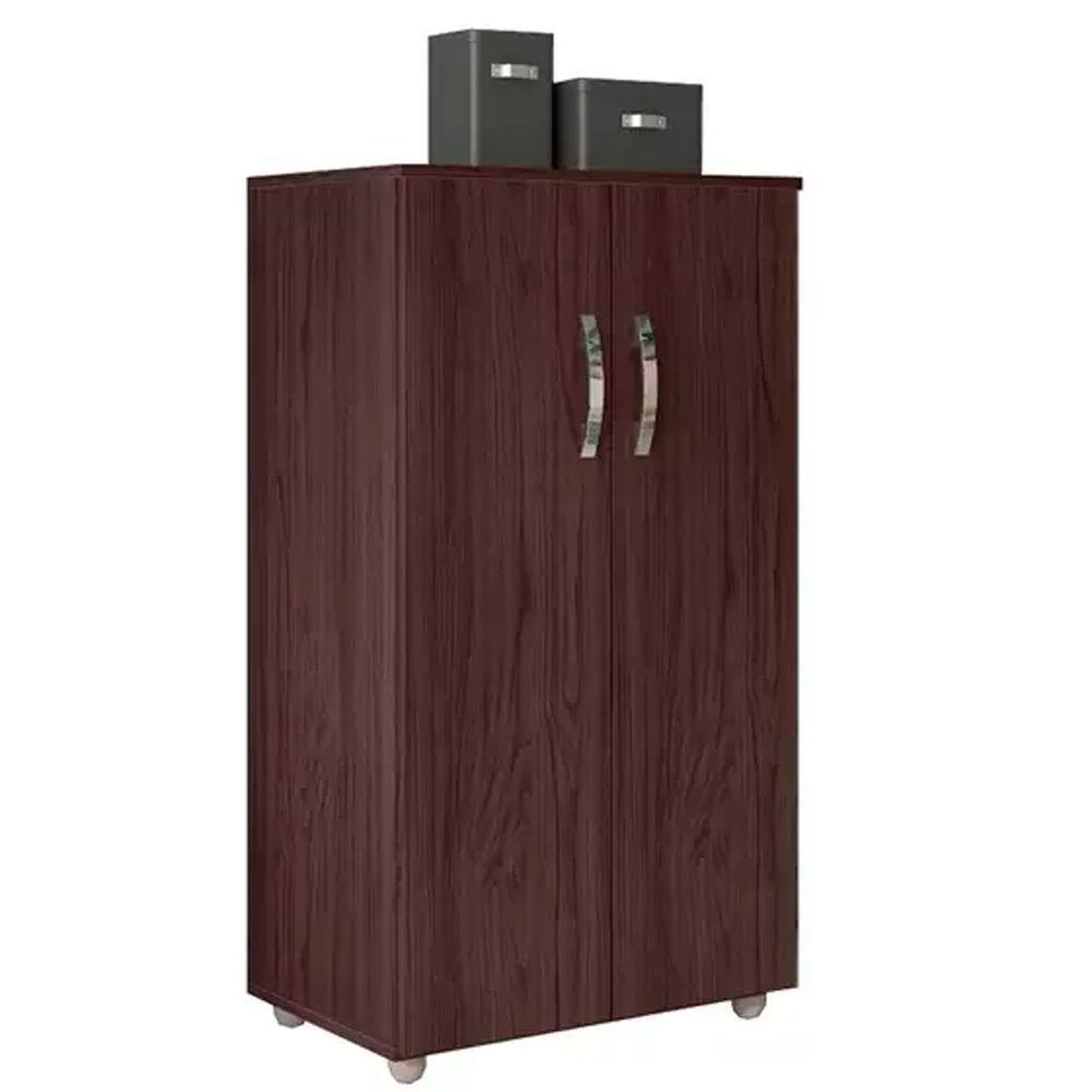 Multiuso 2 Portas 3 Prateleiras Rosana 110cm Ajl Móveis Castanho - 1