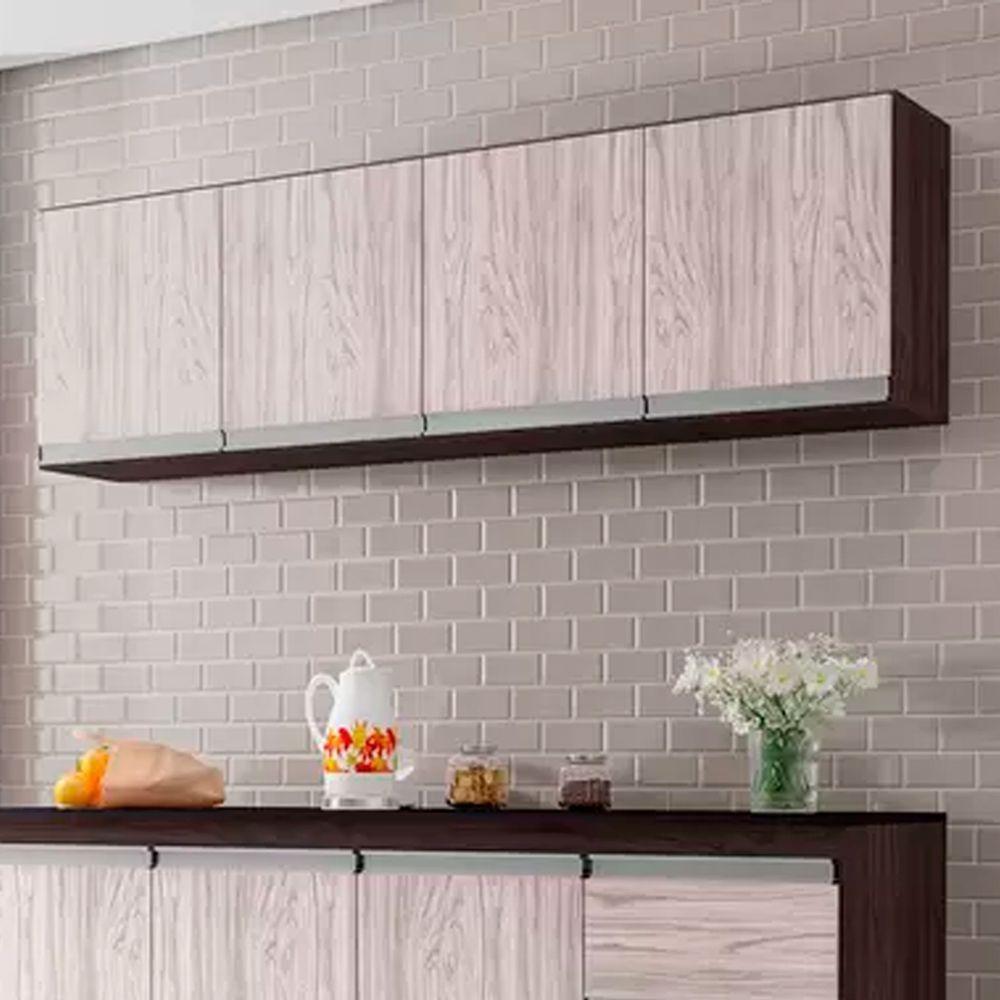 Armario Aéreo Geladeira 160cm Andréia 2 Portas Ajl Móveis Castanho Avelã - 2