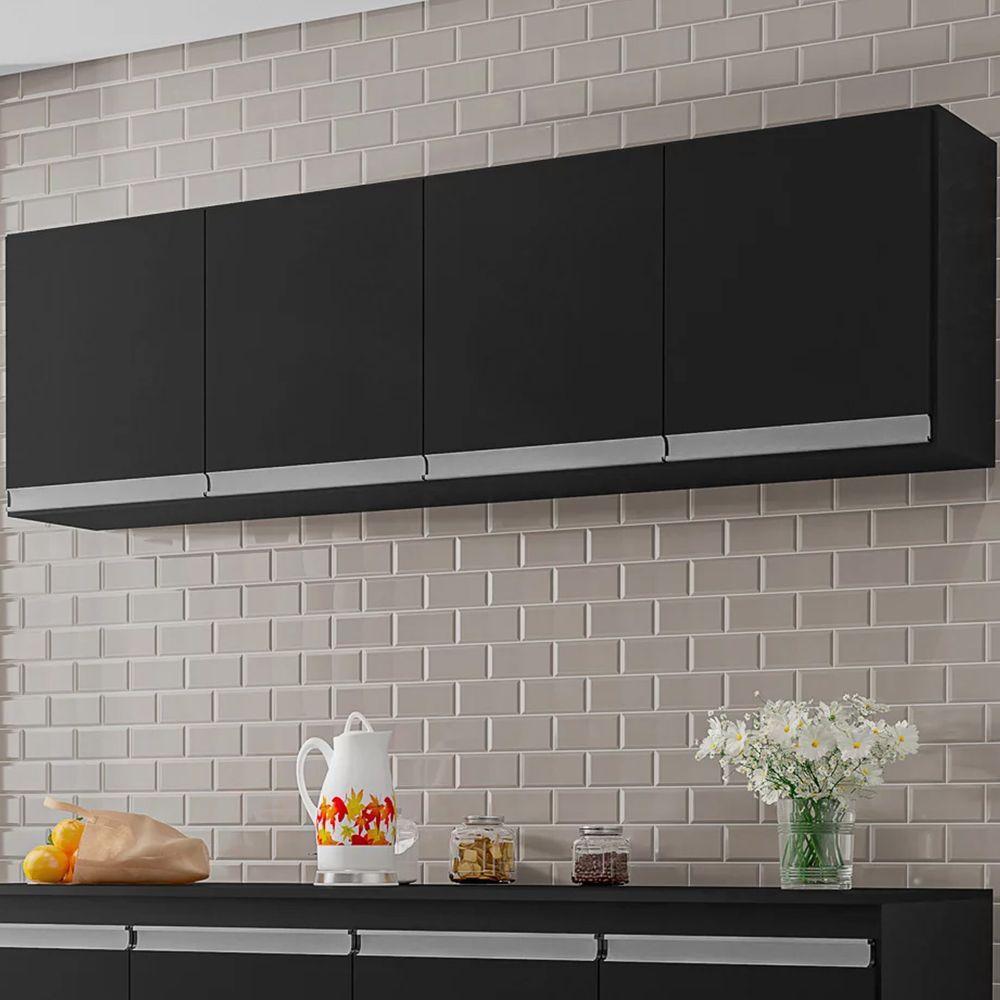 Armario Aéreo Geladeira 150cm Andréia 2 Portas Ajl Móveis Preto - 2