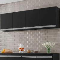 Armario Aéreo Geladeira 150cm Andréia 2 Portas Ajl Móveis Preto - 2