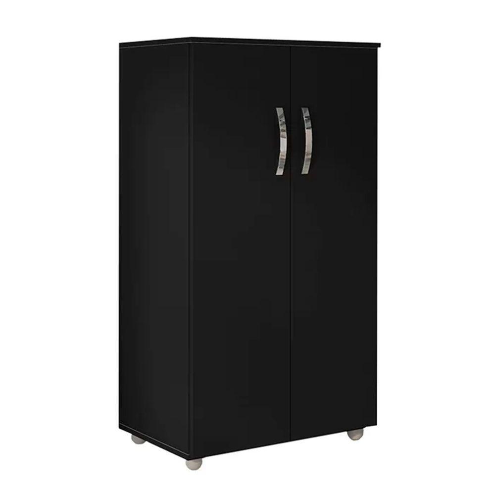 Multiuso 2 Portas 3 Prateleiras Rosana 110cm Ajl Móveis Preto - 1