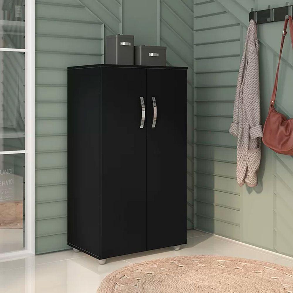 Multiuso 2 Portas 3 Prateleiras Rosana 110cm Ajl Móveis Preto - 2