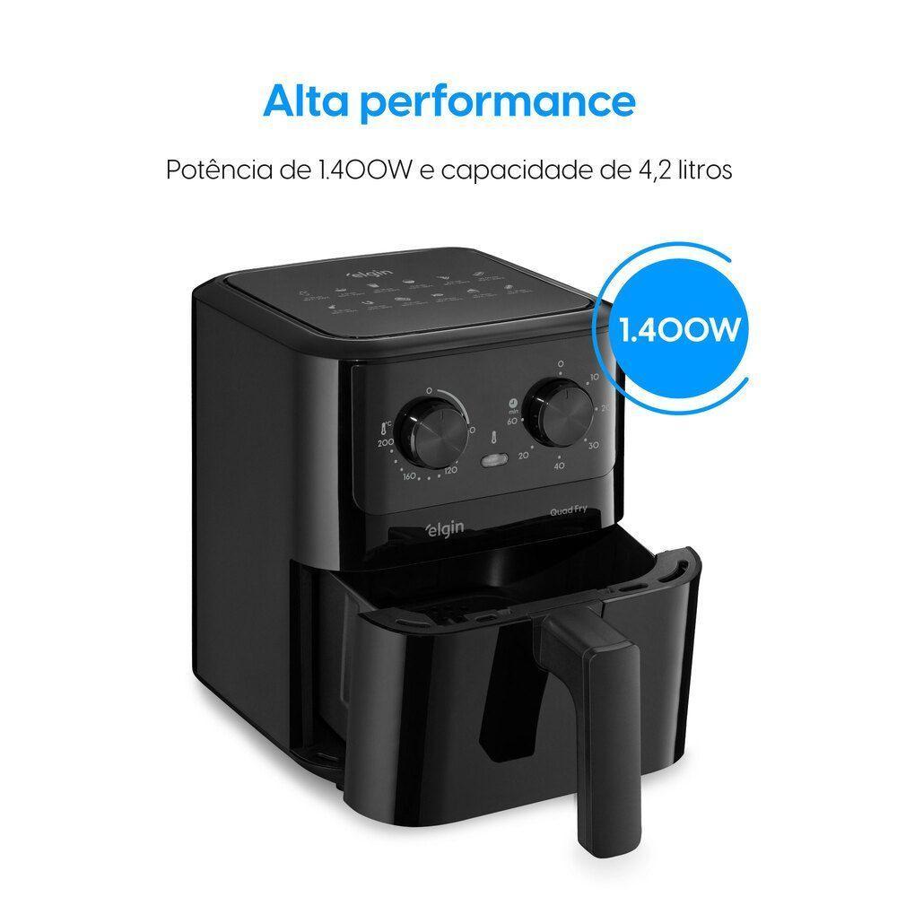 Fritadeira Air Fryer Quad Fry 1.400W 4,2L Preta Com Tecnologia Air Circuit 360° 220V - 2