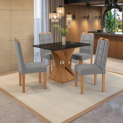 Conjunto Sala De Jantar Luna Kappesberg 4 Cadeiras Veludo Titanio