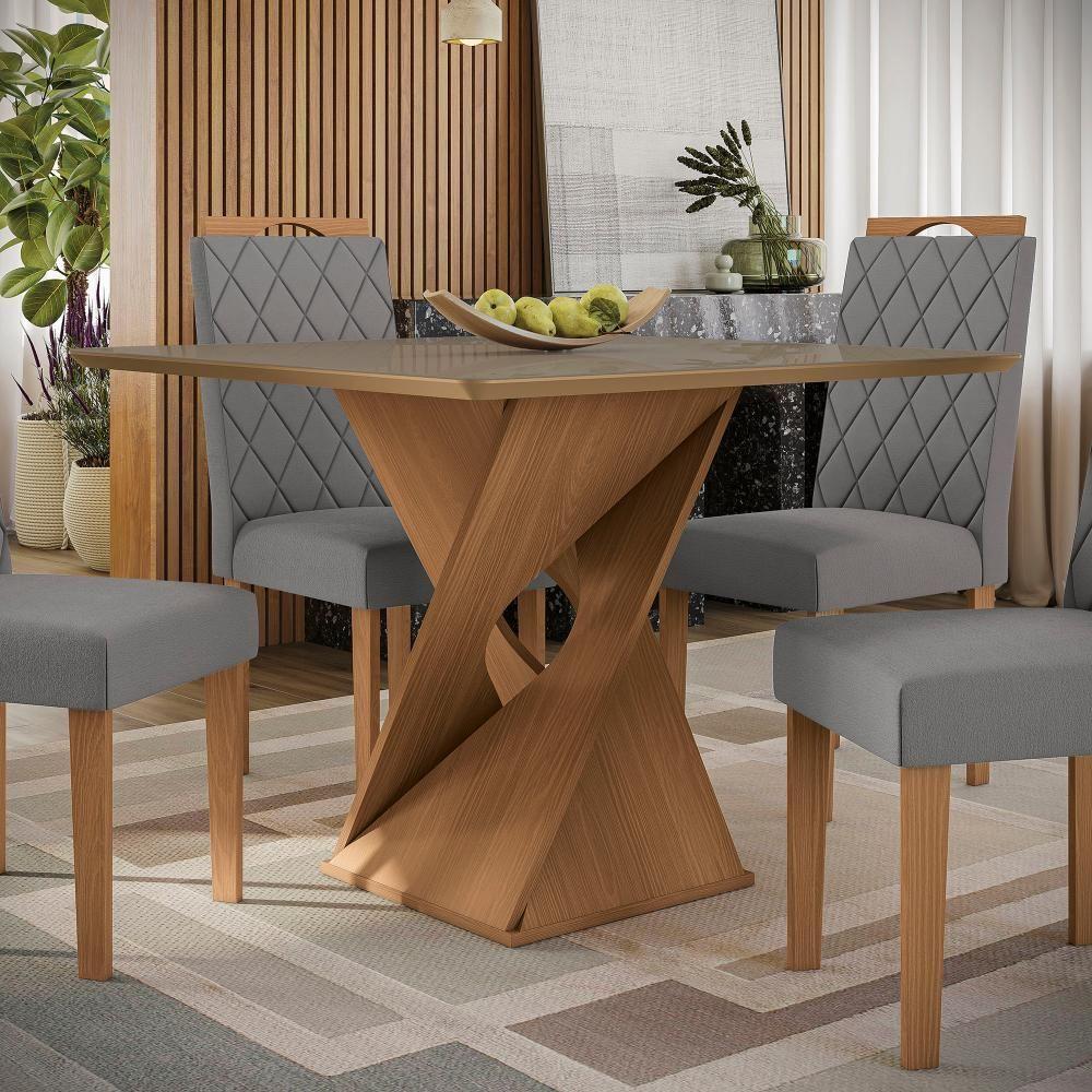 Conjunto Sala De Jantar Luna Kappesberg 4 Cadeiras Veludo Titanio - 6