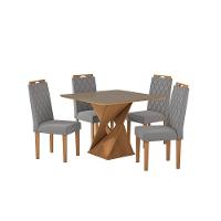 Conjunto Sala De Jantar Luna Kappesberg 4 Cadeiras Veludo Titanio - 2