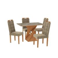 Conjunto Sala De Jantar Luna Kappesberg 4 Cadeiras Veludo Bege - 2
