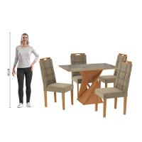 Conjunto Sala De Jantar Luna Kappesberg 4 Cadeiras Veludo Bege