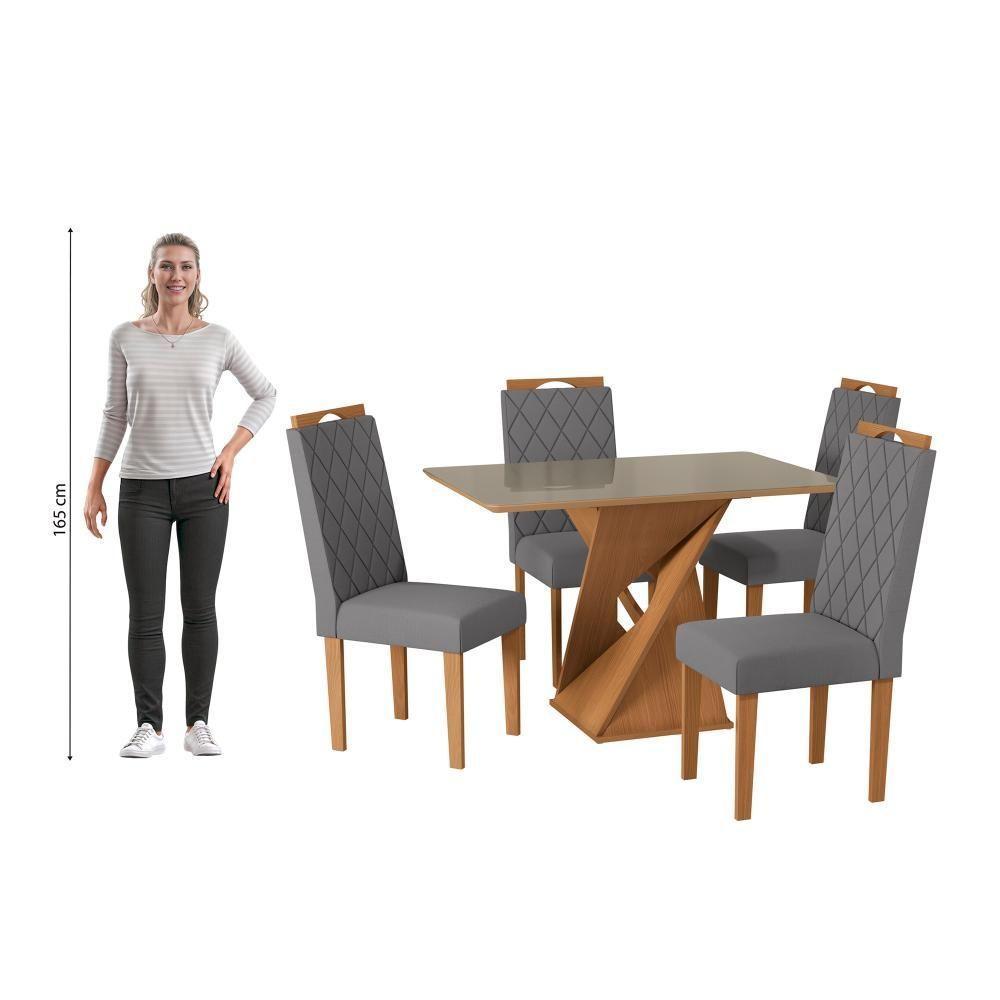 Conjunto Sala De Jantar Luna Kappesberg 4 Cadeiras Veludo Titanio - 4