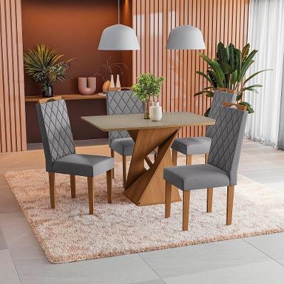 Conjunto Sala De Jantar Luna Kappesberg 4 Cadeiras Veludo Titanio