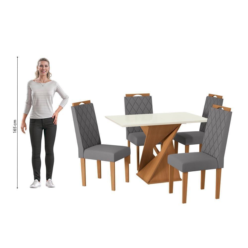 Conjunto Sala De Jantar Luna Kappesberg 4 Cadeiras Veludo Titanio - 4