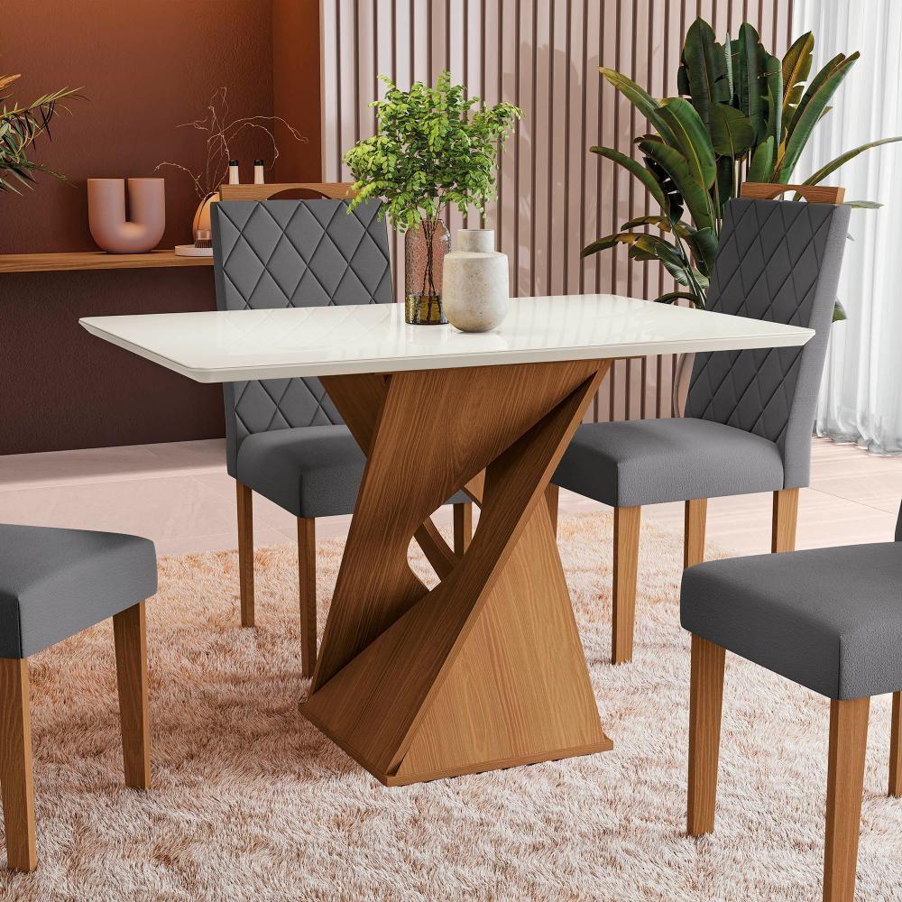 Conjunto Sala De Jantar Luna Kappesberg 4 Cadeiras Veludo Titanio - 6