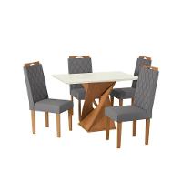 Conjunto Sala De Jantar Luna Kappesberg 4 Cadeiras Veludo Titanio - 2