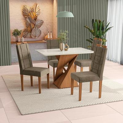 Conjunto Sala De Jantar Luna Kappesberg 4 Cadeiras Veludo Titanio