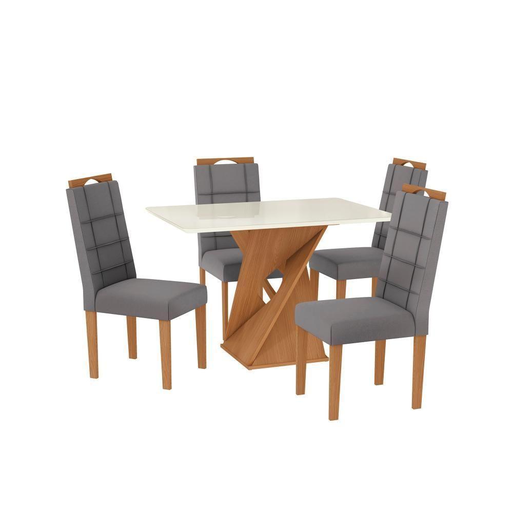 Conjunto Sala De Jantar Luna Kappesberg 4 Cadeiras Veludo Titanio - 2