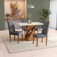 Conjunto Sala De Jantar Luna Kappesberg 4 Cadeiras Veludo Titanio - 1