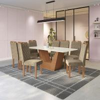 Conjunto Sala De Jantar Verbana Kappesberg 8 Cadeiras Veludo Bege - 1