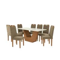 Conjunto Sala De Jantar Verbana Kappesberg 8 Cadeiras Veludo Bege - 2