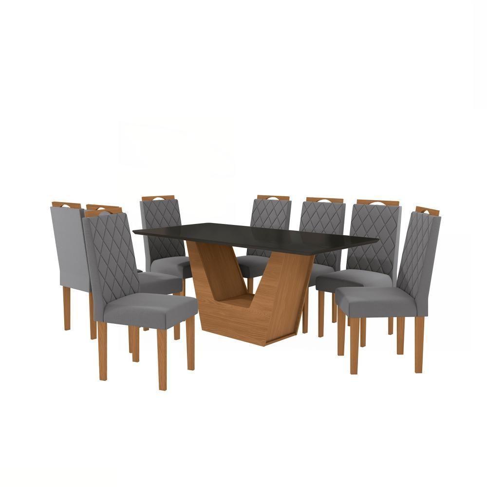 Conjunto Sala De Jantar Verbana Kappesberg 8 Cadeiras Veludo Titanio - 2