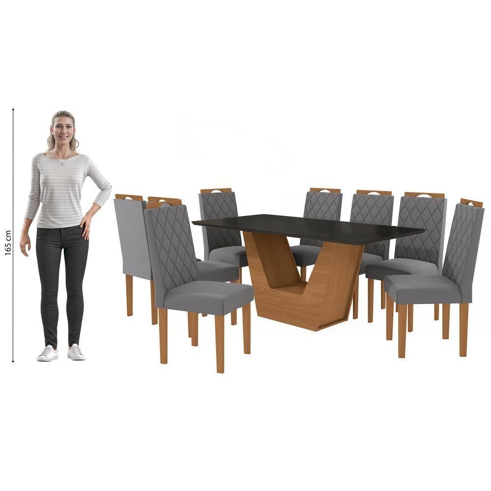 Conjunto Sala De Jantar Verbana Kappesberg 8 Cadeiras Veludo Titanio - 4
