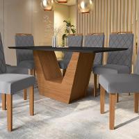 Conjunto Sala De Jantar Verbana Kappesberg 8 Cadeiras Veludo Titanio - 6