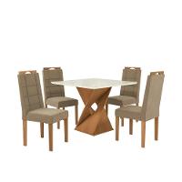 Conjunto Sala De Jantar Luna Kappesberg 4 Cadeiras Veludo Bege - 2