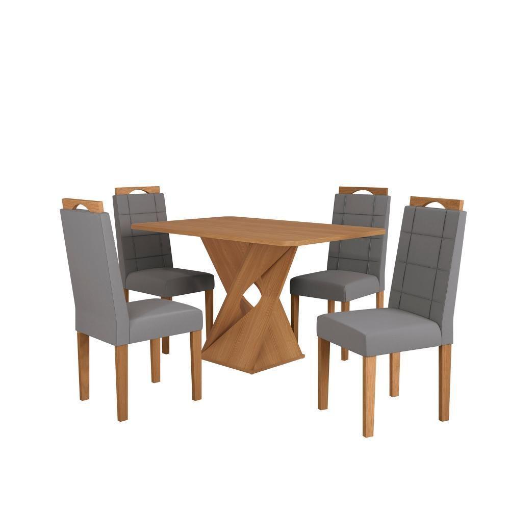 Conjunto Sala De Jantar Luna Kappesberg 4 Cadeiras Veludo Titanio - 2