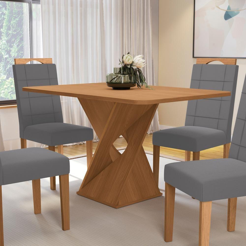 Conjunto Sala De Jantar Luna Kappesberg 4 Cadeiras Veludo Titanio - 6