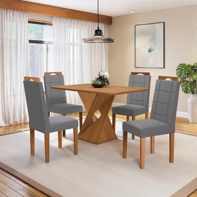 Conjunto Sala De Jantar Luna Kappesberg 4 Cadeiras Veludo Titanio