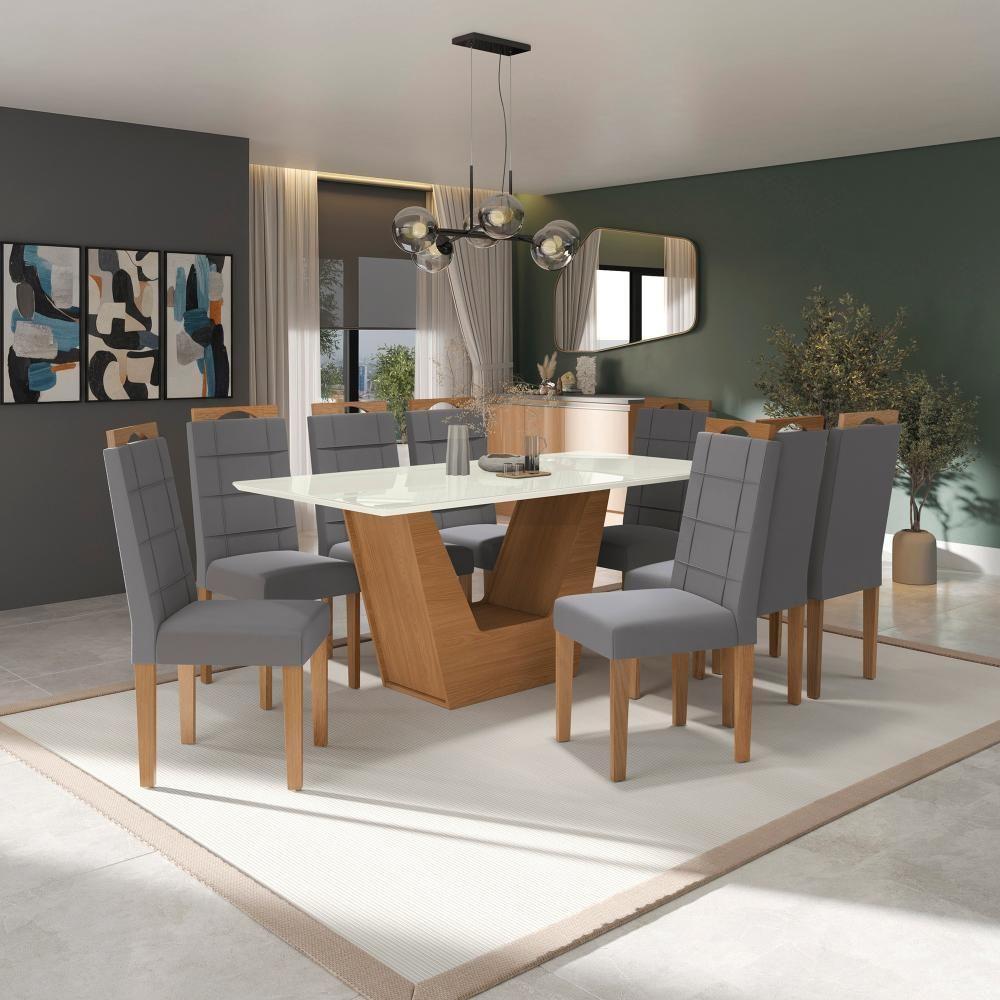 Conjunto Sala De Jantar Verbana Kappesberg 8 Cadeiras Veludo Titanio - 1