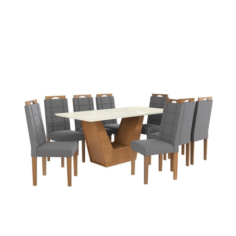 Conjunto Sala De Jantar Verbana Kappesberg 8 Cadeiras Veludo Titanio - 2