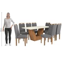 Conjunto Sala De Jantar Verbana Kappesberg 8 Cadeiras Veludo Titanio