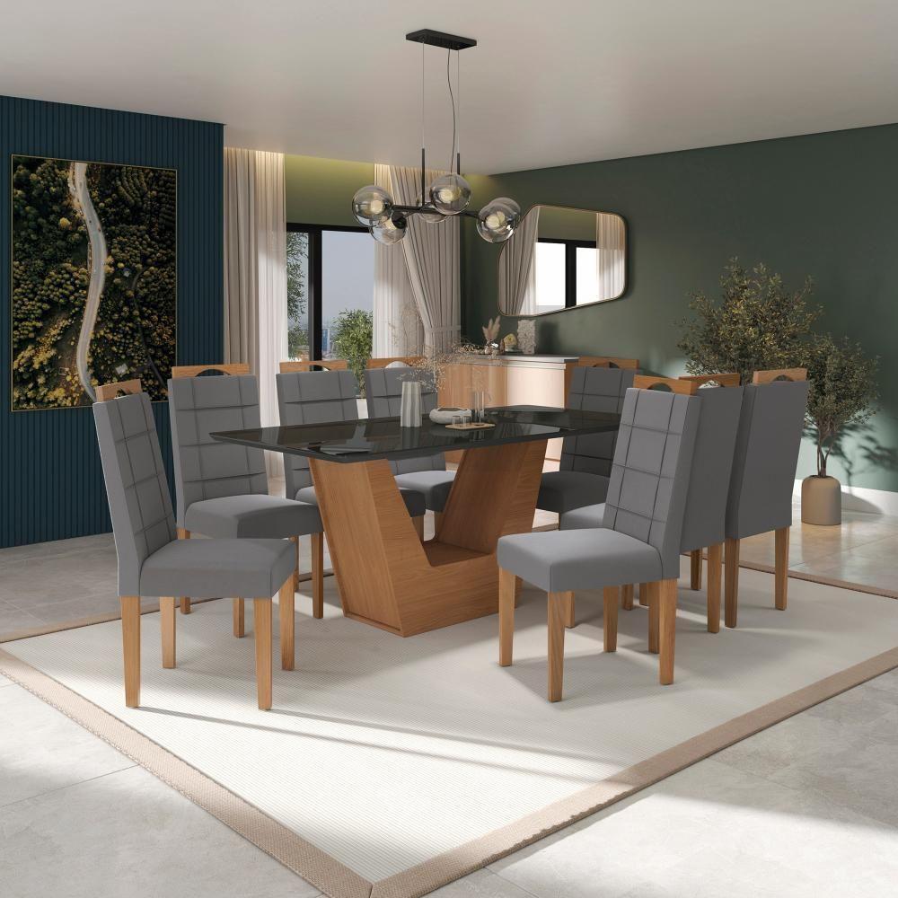 Conjunto Sala De Jantar Verbana Kappesberg 8 Cadeiras Veludo Titanio - 1