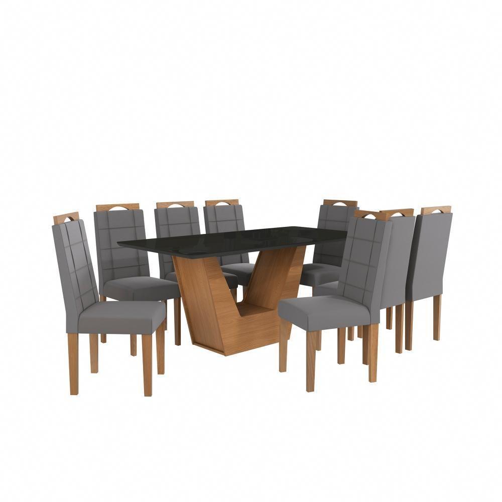 Conjunto Sala De Jantar Verbana Kappesberg 8 Cadeiras Veludo Titanio - 2