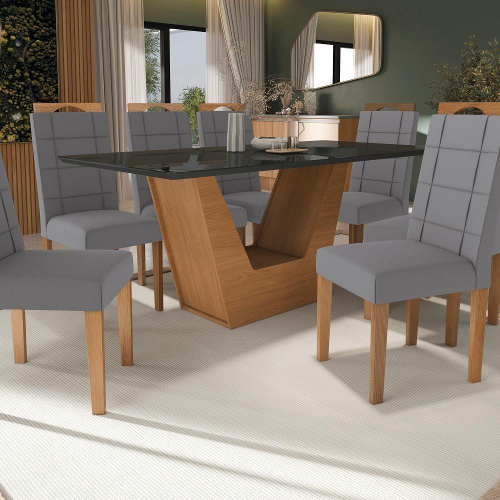 Conjunto Sala De Jantar Verbana Kappesberg 8 Cadeiras Veludo Titanio - 6