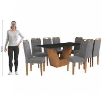 Conjunto Sala De Jantar Verbana Kappesberg 8 Cadeiras Veludo Titanio