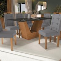 Conjunto Sala De Jantar Verbana Kappesberg 8 Cadeiras Veludo Titanio - 6