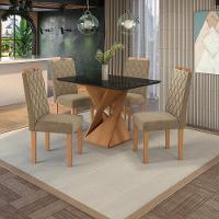 Conjunto Sala De Jantar Luna Kappesberg 4 Cadeiras Veludo Bege - 1