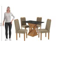 Conjunto Sala De Jantar Luna Kappesberg 4 Cadeiras Veludo Bege