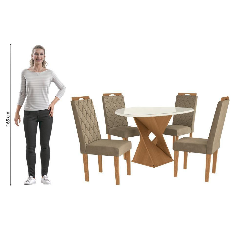 Conjunto Sala De Jantar Luna Kappesberg 4 Cadeiras Veludo Bege - 4